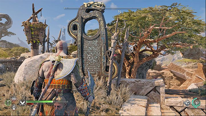 This rune board is found in the ruins in the vicinity of the dwarven store, Celestial Altar and Mystic Gateway - God of War Ragnarok: The Plains, Vanaheim - secrets, collectibles - Vanaheim - God of War Ragnarok Guide