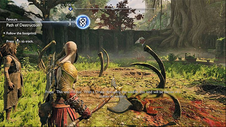 Path of Destruction favour is available in Vanaheim - God of War Ragnarok: How to lure the drake in Vanaheim (Path of Destruction favour)? - Exploration - God of War Ragnarok Guide
