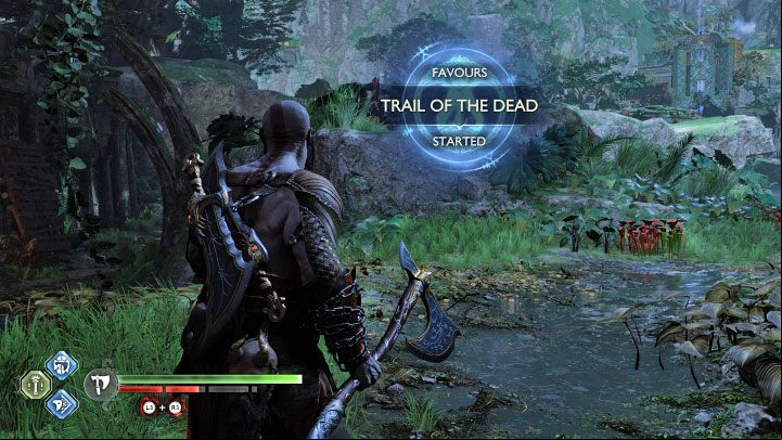This side quest starts automatically once you open the dam and flood the Crater - God of War Ragnarok: The Jungle, Vanaheim - secrets, collectibles - Vanaheim - God of War Ragnarok Guide