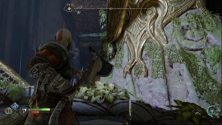 Before leaving the temple, use Atreus' sonic arrow and smash the green element on the monument - God of War Ragnarok: Temple of Light, Alfheim - secrets, collectibles - Alfheim - God of War Ragnarok Guide