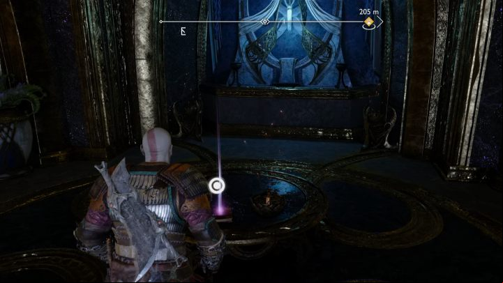 As you walk through the oval chamber, turn left and pick up the artefact lying on the small table - God of War Ragnarok: Temple of Light, Alfheim - secrets, collectibles - Alfheim - God of War Ragnarok Guide