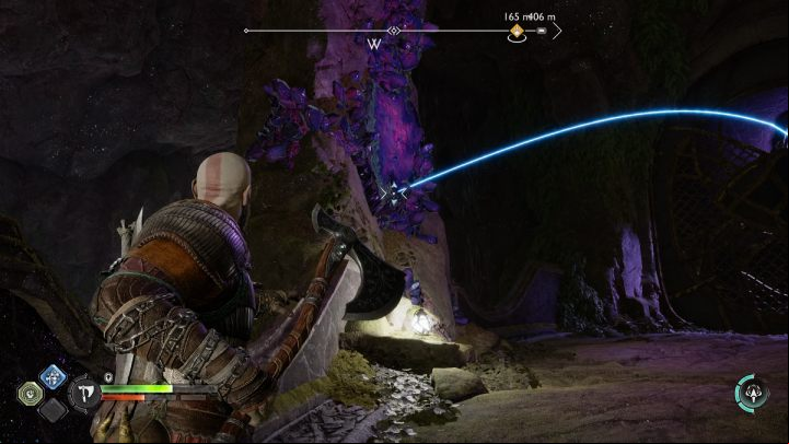 When following Tyr and Atreus up the circular staircase, use the descent to the lower level of the Temple - God of War Ragnarok: Temple of Light, Alfheim - secrets, collectibles - Alfheim - God of War Ragnarok Guide