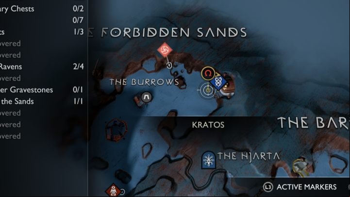 The first Nornir chest in the Forbidden Sands in Alfheim is below the Elven Sanctuary - God of War Ragnarok: The Forbidden Sands, Alfheim - secrets, collectibles - Alfheim - God of War Ragnarok Guide