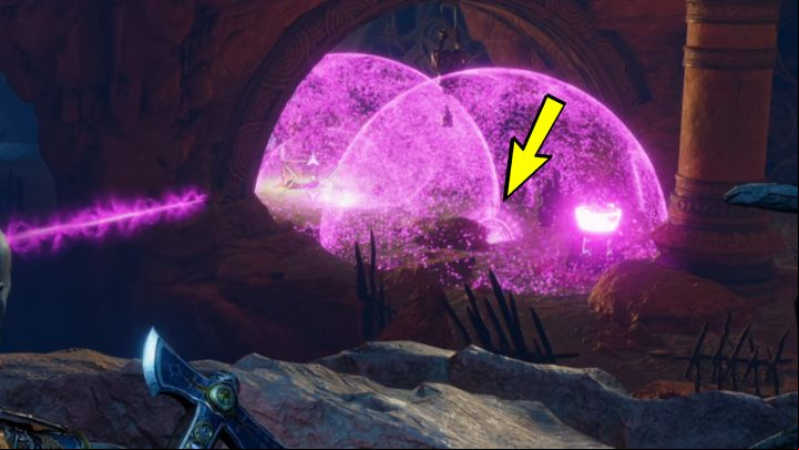 The second torch is on the right side of the chest - God of War Ragnarok: The Forbidden Sands, Alfheim - secrets, collectibles - Alfheim - God of War Ragnarok Guide