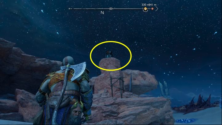 Go outside and ignite the 2nd torch using Sigil Arrows and Blades of Chaos - God of War Ragnarok: The Forbidden Sands, Alfheim - secrets, collectibles - Alfheim - God of War Ragnarok Guide