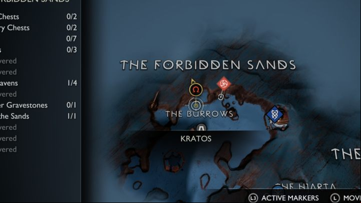 In the Forbidden Sands area of Alfheim, you will find this artefact in the northern part of the region - God of War Ragnarok: The Forbidden Sands, Alfheim - secrets, collectibles - Alfheim - God of War Ragnarok Guide