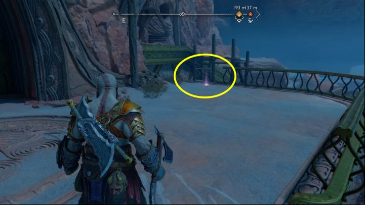 Grab the handle and jump up - God of War Ragnarok: The Forbidden Sands, Alfheim - secrets, collectibles - Alfheim - God of War Ragnarok Guide