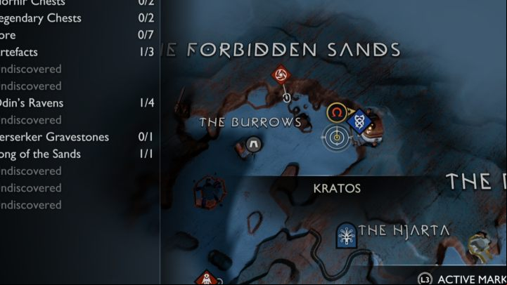 Another Odin's raven in Alfheim in the Forbidden Sands is below the Elven Sanctuary - God of War Ragnarok: The Forbidden Sands, Alfheim - secrets, collectibles - Alfheim - God of War Ragnarok Guide