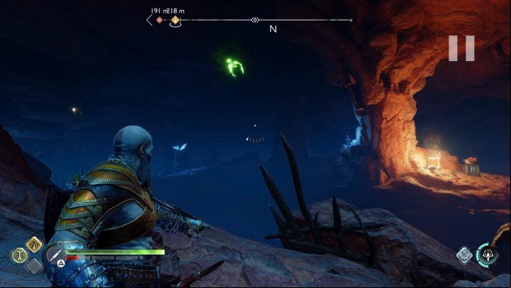Break the crumbled wall and enter the cave - God of War Ragnarok: The Forbidden Sands, Alfheim - secrets, collectibles - Alfheim - God of War Ragnarok Guide