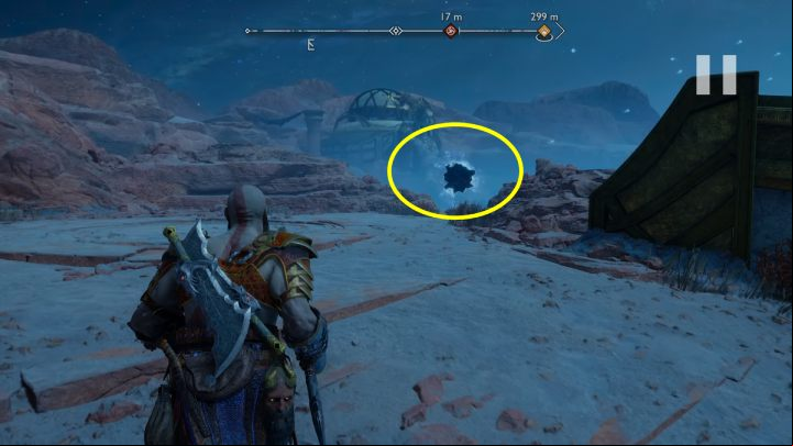 Jump on the rock and break through the weak spot - God of War Ragnarok: The Forbidden Sands, Alfheim - secrets, collectibles - Alfheim - God of War Ragnarok Guide