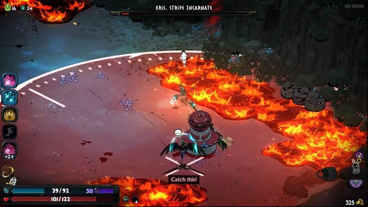 There are also pools of oil throughout the arena that Eris will ignite during the fight - Hades 2: How to defeat Eris? - Bosses - Hades 2 Guide