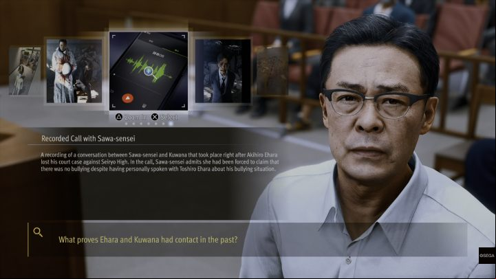 Then choose Recorded Call with Sawa-sensei as evidence - Lost Judgment: Final Chapter, Darkest Before the Dawn - walkthrough - Main Storyline - Lost Judgment Guide
