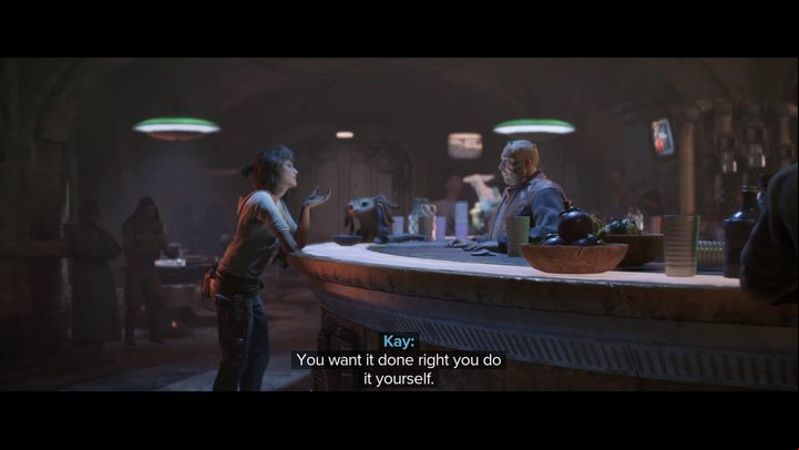Upon starting a new game, you'll encounter the protagonist, Kay Vess, getting ready to go out - Star Wars Outlaws: Beginnings - walkthrough - Canto Bight - Star Wars Outlaws Guide