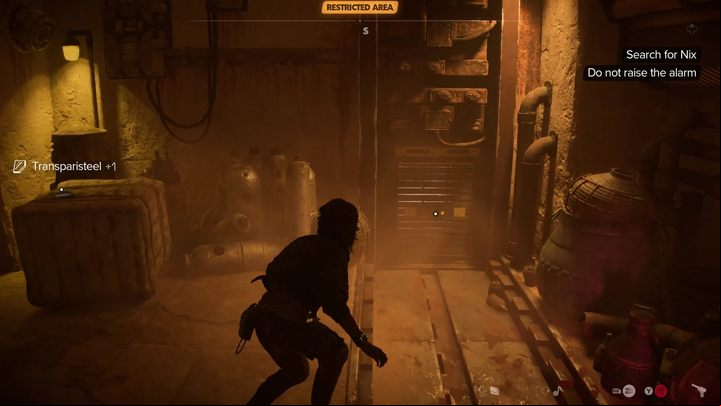 At the very bottom of the staircase, go through the ventilation shaft - Star Wars Outlaws: Partners - walkthrough - Tatooine - Star Wars Outlaws Guide