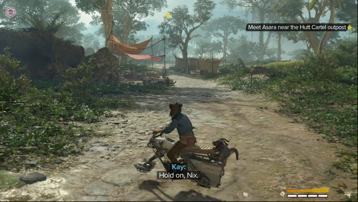 The camp is located on the western edge of the map - Star Wars Outlaws: Legacy - walkthrough - Epilogue - Star Wars Outlaws Guide