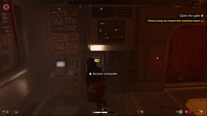 In the computer room, activate the bulkheads and let Gedeek and ND-5 in - Star Wars Outlaws: Legacy - walkthrough - Epilogue - Star Wars Outlaws Guide