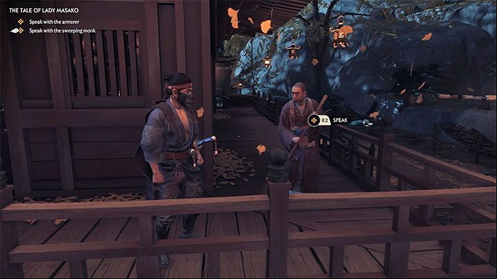 After entering the Golden Temple, talk to one of the NPCs to find out the whereabouts of monk Sogen - Ghost of Tsushima: The Tale of Lady Masako walkthrough - Act 1 - Ghost of Tsushima Guide, Walkthrough