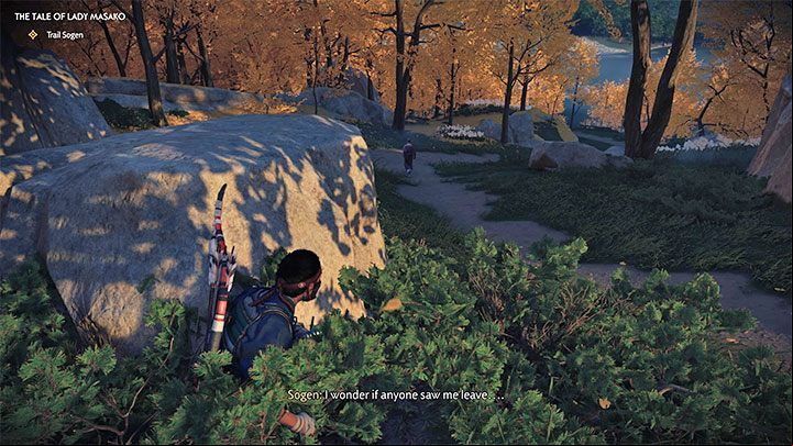 The most important information is that you can fail the mission if you are spotted by Sogen - Ghost of Tsushima: The Tale of Lady Masako walkthrough - Act 1 - Ghost of Tsushima Guide, Walkthrough