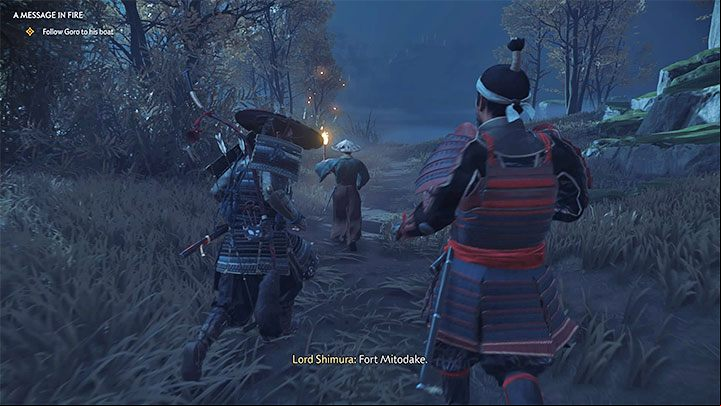 Goro will be waiting at the scheduled location - Ghost of Tsushima: A Message In Fire walkthrough - Act 2 - Ghost of Tsushima Guide, Walkthrough