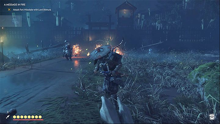 Sooner or later, you have to get down the hill and head for the Fort - Ghost of Tsushima: A Message In Fire walkthrough - Act 2 - Ghost of Tsushima Guide, Walkthrough