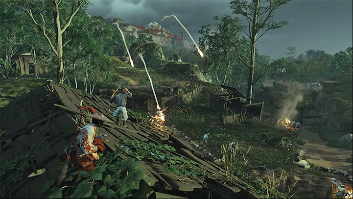 Once the battle starts, you have complete freedom of action - you can stay on the rooftops and use the bow, or jump off it and start attacking the Mongols in hand-to-hand combat - Ghost of Tsushima: The Coward of Yarikawa walkthrough - Act 2 - Ghost of Tsushima Guide, Walkthrough