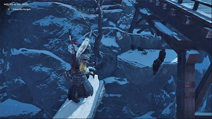 In theory, you have a choice - you can start a direct attack by running across the bridge watched by the Mongols or you can sneak under the bridge - Ghost of Tsushima: Wolves at the Gates walkthrough - Act 3 - Ghost of Tsushima Guide, Walkthrough