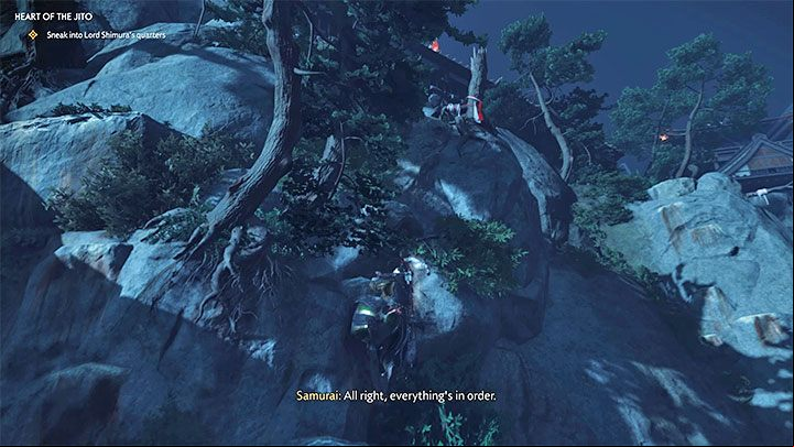 Continue the climb by moving sideways and jumping to the next interactive edges - Ghost of Tsushima: Heart of the Jito walkthrough - Act 3 - Ghost of Tsushima Guide, Walkthrough