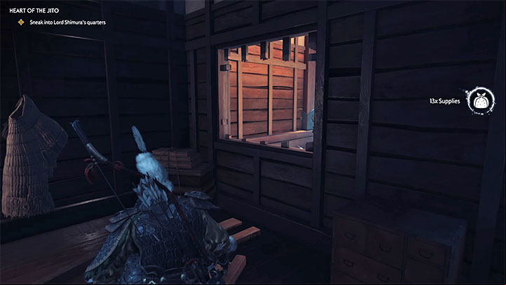 Start sneaking across the room, ignoring Lord Shimura and staying close to the right wall - Ghost of Tsushima: Heart of the Jito walkthrough - Act 3 - Ghost of Tsushima Guide, Walkthrough