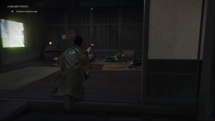 When you finally reach the house, run to the sick man, and check his condition - Ghost of Tsushima: A Healers Touch walkthrough, Tales of Tsushima - Other tales - Ghost of Tsushima Guide, Walkthrough