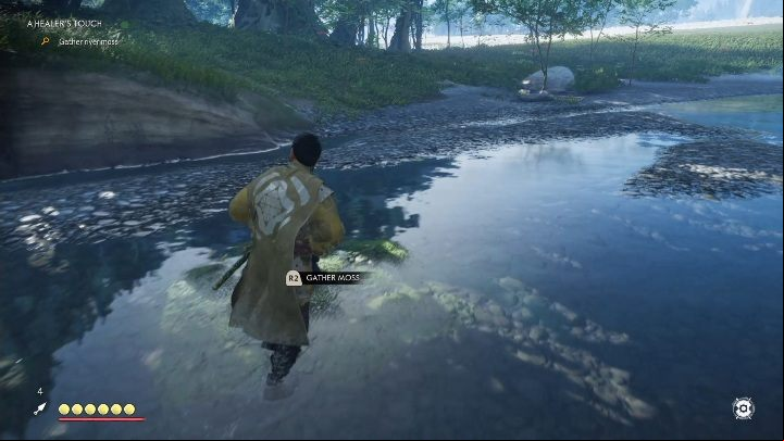 Then go to the river and collect river moss - Ghost of Tsushima: A Healers Touch walkthrough, Tales of Tsushima - Other tales - Ghost of Tsushima Guide, Walkthrough
