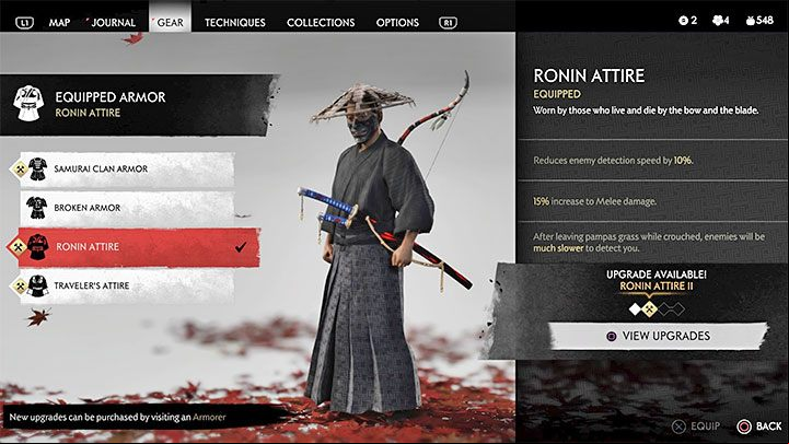Jins outfit can be changed freely not only in between fights, but also during combat - Ghost of Tsushima: Tips and Tricks - Basics - Ghost of Tsushima Guide, Walkthrough