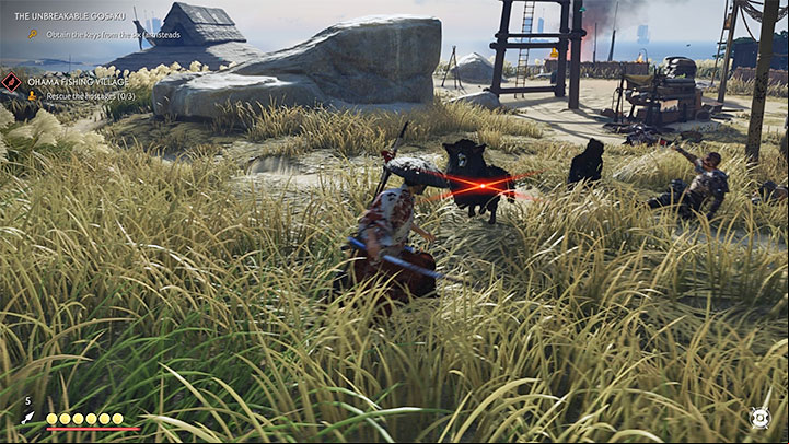 In addition to humans, you will also have to kill guard dogs and bears - Ghost of Tsushima: Samurai style - Direct combat - Basics - Ghost of Tsushima Guide, Walkthrough