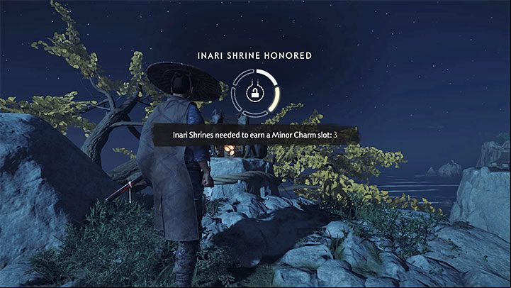 After praying at the inari shrine, you can receive information about the unlocking of a new slot or the required number of other shrines that have to be found - Ghost of Tsushima: How to unlock A Charming Man? - Trophy guide - Ghost of Tsushima Guide, Walkthrough