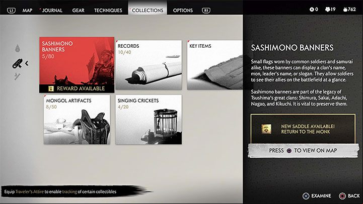 While collecting banners, wait for information about the possibility of picking up a new saddle - Ghost of Tsushima: How to change saddle? - Character development and equipment - Ghost of Tsushima Guide, Walkthrough