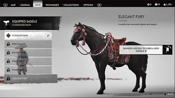 Upon reaching Komatsus forge, meet the monk to automatically hand over the collected banners to him - Ghost of Tsushima: How to change saddle? - Character development and equipment - Ghost of Tsushima Guide, Walkthrough