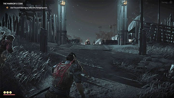 You can now use Focused Hearing, which is activated by pressing the touch - Ghost of Tsushima: The Warriors Code walkthrough - Act 1 - Ghost of Tsushima Guide, Walkthrough