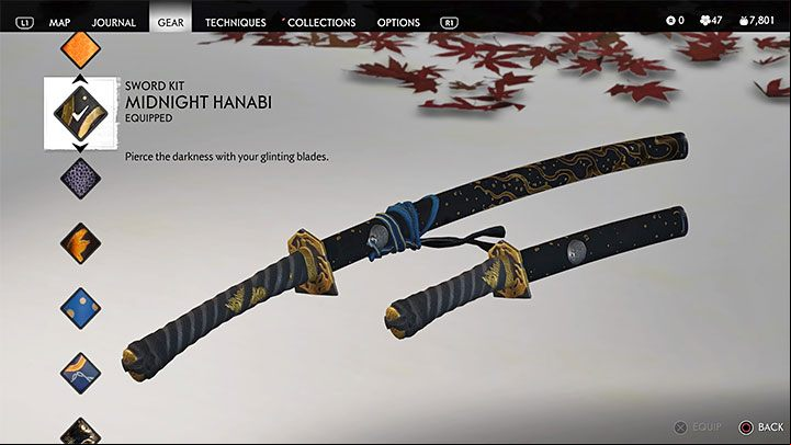 Midnight Hanabi Sword Kit - Ghost of Tsushima: Is Ninja Warrior outfit? - Character development and equipment - Ghost of Tsushima Guide, Walkthrough
