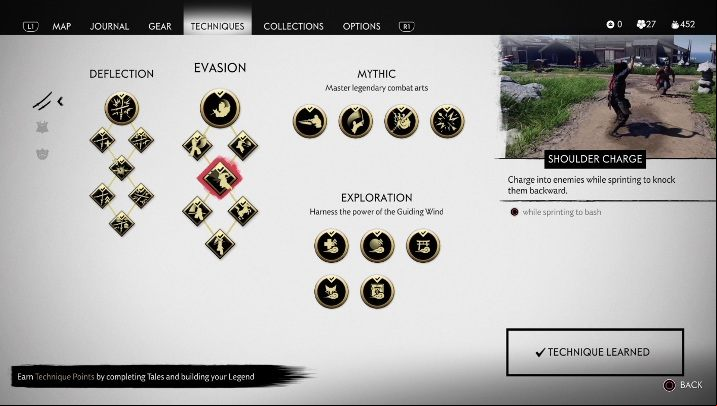 The acquired Technique Points can be used to unlock new skills and abilities - Ghost of Tsushima: Character development - Basics - Ghost of Tsushima Guide, Walkthrough