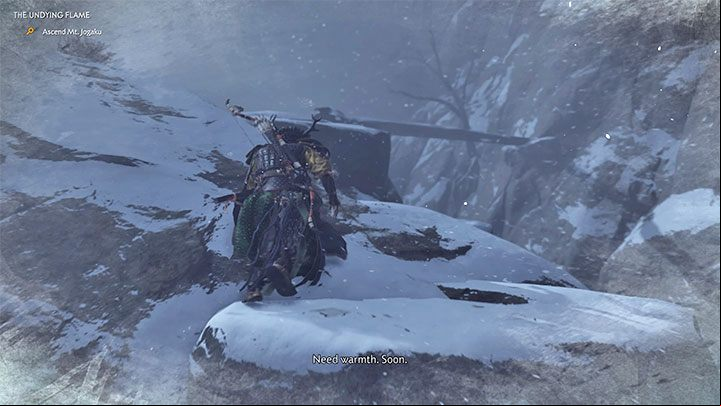 After you get to a location in which you may freeze to death, you will be informed about that in two ways - by a comment from Jin and an icy frost effect appearing on the screen - Ghost of Tsushima: How not to freeze? - World exploration - Ghost of Tsushima Guide, Walkthrough