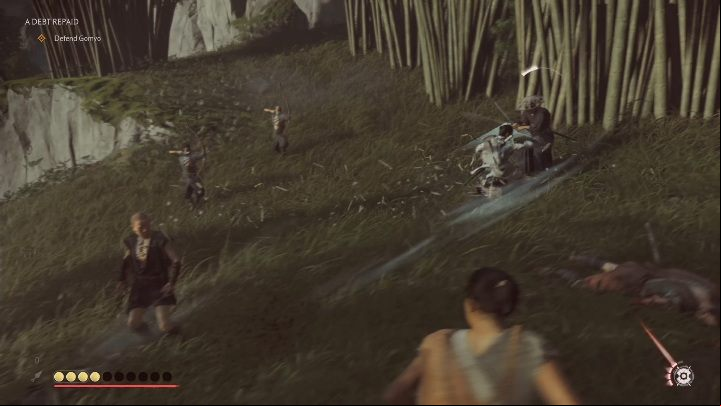 When a bunch of opponents will appear, use your extra abilities - Ghost of Tsushima: A Debt Repaid walkthrough, Tales of Tsushima - Other tales - Ghost of Tsushima Guide, Walkthrough