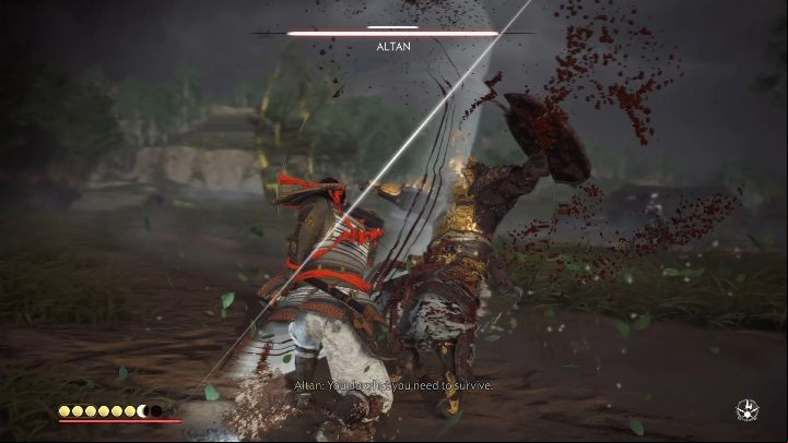 Altan often covers himself with his shield - Ghost of Tsushima: How to beat Altan? Video guide - Side quests - Ghost of Tsushima Guide, Walkthrough