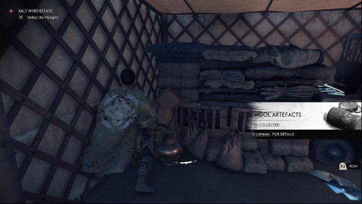 You will find this Mongol artifact in a simple tent - Ghost of Tsushima: Mongol artifacts - secrets, missables, video guide - Secrets and collectibles - Ghost of Tsushima Guide, Walkthrough