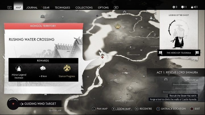 Location: Rushing Water Crossing - Ghost of Tsushima: Mongol artifacts - secrets, missables, video guide - Secrets and collectibles - Ghost of Tsushima Guide, Walkthrough