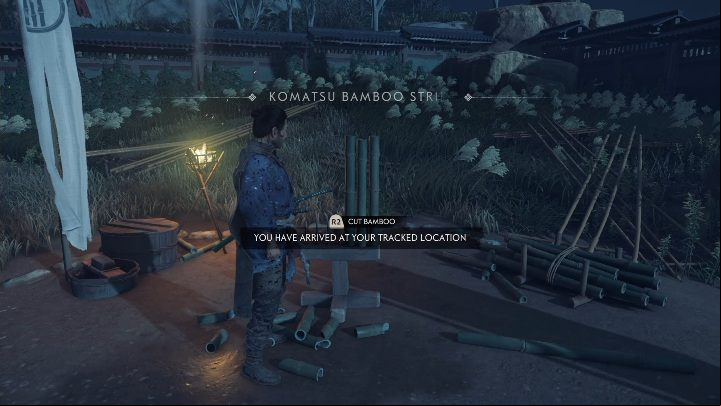 Youll find this bamboo strike just behind the wall that surrounds the enemy camp - Ghost of Tsushima: Bamboo Strikes, Izuhara Region secrets map, video guide - Izuhara Region - Ghost of Tsushima Guide, Walkthrough