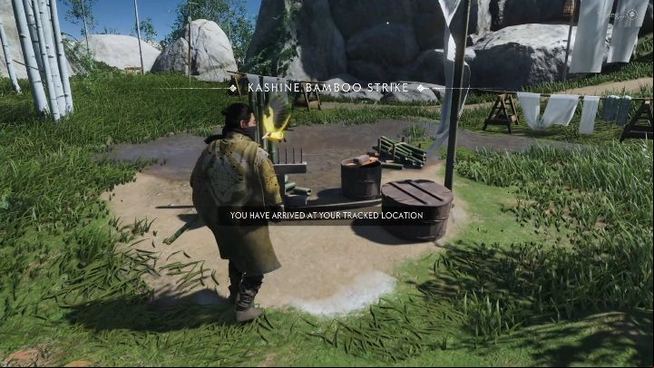 Youll find this bamboo strike on one of the mountains that is next to the lake - Ghost of Tsushima: Bamboo Strikes, Izuhara Region secrets map, video guide - Izuhara Region - Ghost of Tsushima Guide, Walkthrough
