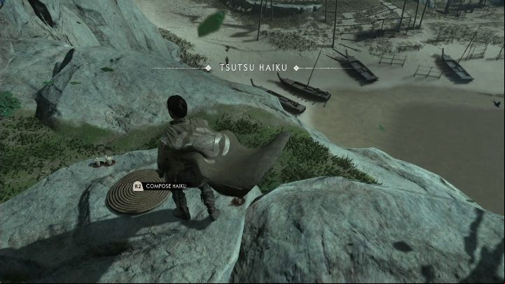 Haiku can be performed on top of a mountain right next to the beach - Ghost of Tsushima: Haiku, Izuhara Region secrets map, video guide - Izuhara Region - Ghost of Tsushima Guide, Walkthrough