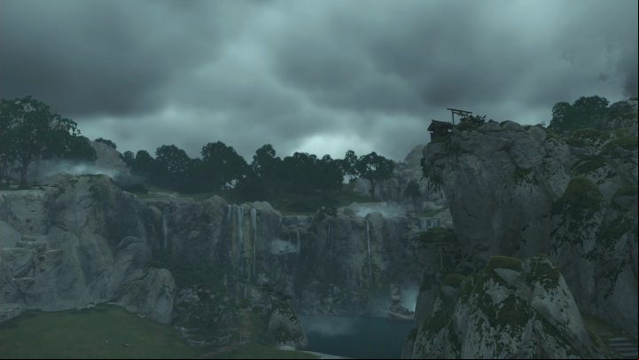 To reach this shrine you have to jump down on the rocks near the waterfall - Ghost of Tsushima: Shinto Shrines, Izuhara Region secrets map, video guide - Izuhara Region - Ghost of Tsushima Guide, Walkthrough