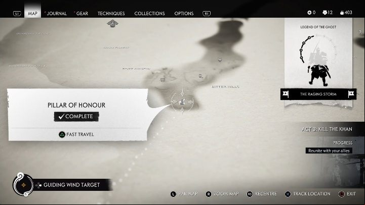 Location: Bitter Hills - Ghost of Tsushima: Pillars of Honor, Kamiagata Region secrets map, video guide - Kamiagata Region - Ghost of Tsushima Guide, Walkthrough