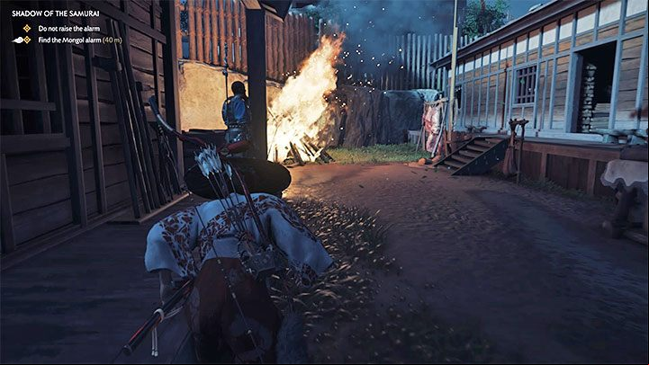 In this part of the mission, you cant cause an alarm - if you will, the mission will be failed - Ghost of Tsushima: Shadow of the Samurai walkthrough, video guide - Act 1 - Ghost of Tsushima Guide, Walkthrough