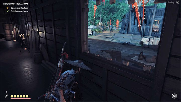 Take an interest in the building on the right, but watch out for the Mongol patrolling its interior - Ghost of Tsushima: Shadow of the Samurai walkthrough, video guide - Act 1 - Ghost of Tsushima Guide, Walkthrough